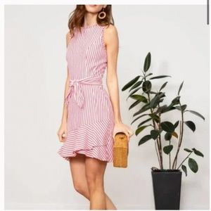 Red and white striped Lucy Paris tie waist dress. medium. NWT